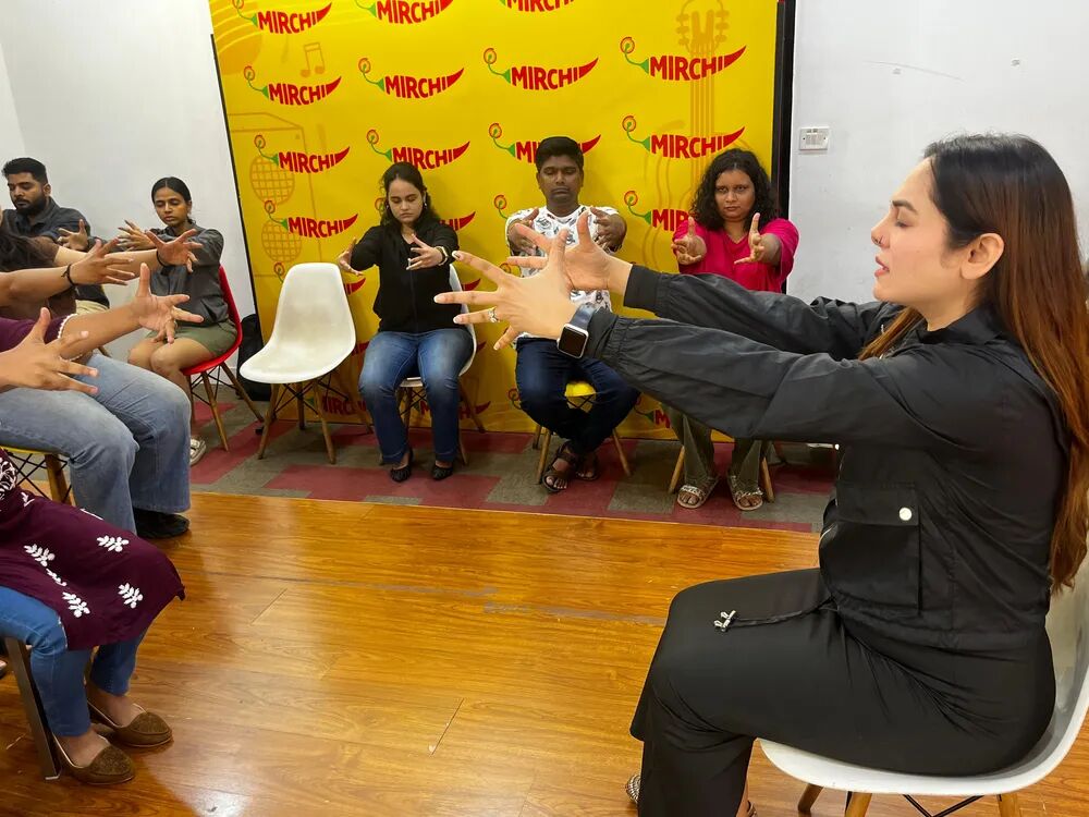 Participants taking part in a guided group session led by Vibha Jain
